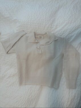 Wilfred Cream V-Neck Polo Sweater